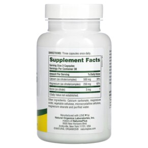 Thành phần vi chất của NaturesPlus Cal/Mag Citrate 90 Capsules 097467033696