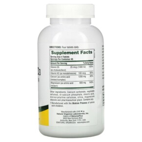 NaturesPlus Cal/Mag/Vit D3 with Vitamin K2 180 Tablets 3 Thành phần vi chất của NaturesPlus Cal/Mag/Vit D3 with Vitamin K2 180 Tablets 097467336476