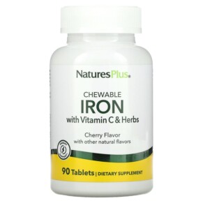 Thực phẩm chức năng NaturesPlus Chewable Iron with Vitamin C and Herbs Cherry 90 Tablets 097467034211