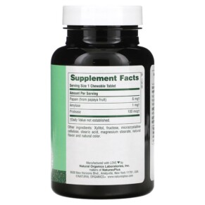 Thành phần vi chất của NaturesPlus Chewable Papaya Enzyme Supplement 360 Tablets 097467044623