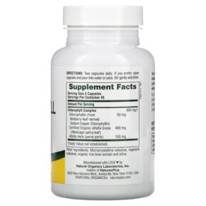 NaturesPlus Chlorophyll Complex 90 Capsules 3 Thành phần vi chất của NaturesPlus Chlorophyll Complex 90 Capsules 097467010802