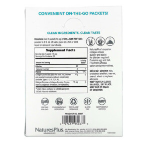 Thành phần vi chất của NaturesPlus Collagen Peptides 20 Stick Packets 0.37 oz. (10.5 g) Each 097467959675