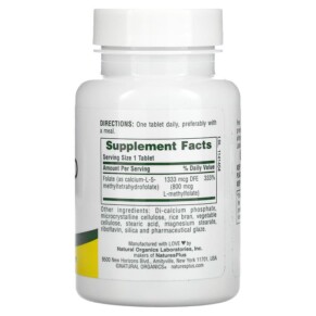 Thành phần vi chất của NaturesPlus Folic Acid as Methylfolate 800 mcg 90 Tablets 097467017900