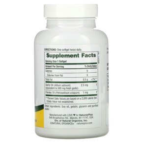 Thành phần vi chất của NaturesPlus Garlic and Parsley Oil 180 Softgels 097467039605