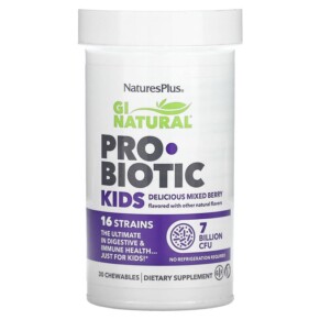 Thực phẩm chức năng NaturesPlus GI Natural Probiotic Kids Delicious Mixed Berry 7 Billion CFU 30 Chewables 097467439085