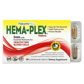 Thực phẩm chức năng NaturesPlus Hema-Plex 30 Slow-Release Tablets 097467037700