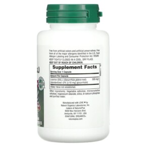 Thành phần vi chất của NaturesPlus Herbal Actives Licorice (DGL) 500 mg 60 Vegan Capsules 097467072244