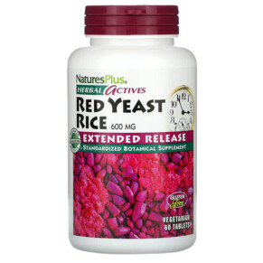 Thực phẩm chức năng NaturesPlus Herbal Actives Red Yeast Rice 600 mg 60 Vegetarian Tablets 097467073616