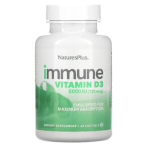 Thực phẩm chức năng NaturesPlus Immune Vitamin D3 125 mcg (5.000 IU) 60 Softgels 097467410046