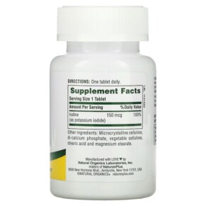 Thành phần vi chất của NaturesPlus Iodine Potassium Iodide 150 mcg 100 Tablets 097467033719