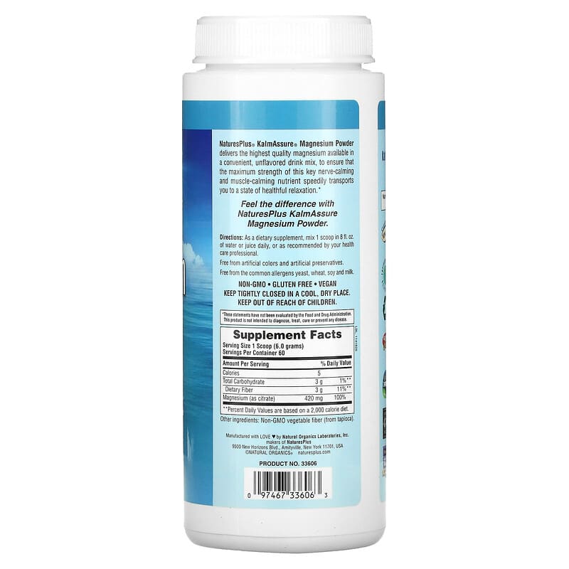 NaturesPlus KalmAssure Magnesium Powder Unflavored 0.8 lb (360 g) 2 Thành phần vi chất của NaturesPlus KalmAssure Magnesium Powder Unflavored 0.8 lb (360 g) 097467336063