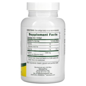 Thành phần vi chất của NaturesPlus Lecithin 1.200 mg 90 Softgels 097467041608