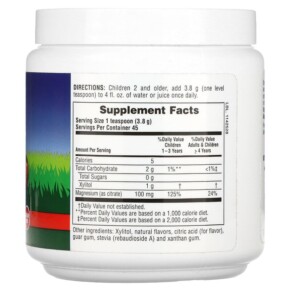 Thành phần vi chất của NaturesPlus Mag Kidz Animal Parade Children's Magnesium Powder Supplement Cherry 0.38 lb (171 g) 097467299436