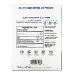 Thành phần vi chất của NaturesPlus Marine Collagen Peptides 20 Stick Packets 0.43 oz (12.2 g) Each 097467959682