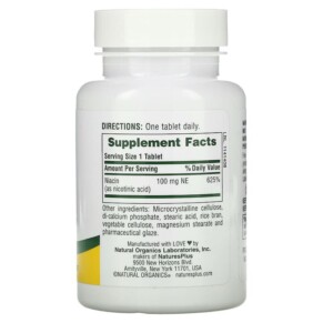 Thành phần vi chất của NaturesPlus Niacin 100 mg 90 Tablets 097467018501