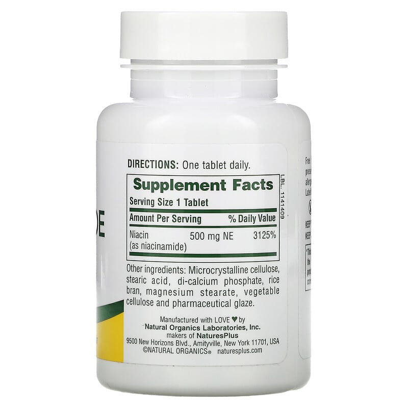 NaturesPlus Niacinamide 500 mg 90 Tablets 2 Thành phần vi chất của NaturesPlus Niacinamide 500 mg 90 Tablets 097467018907
