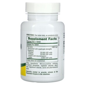 Thành phần vi chất của NaturesPlus Pancreatin 1.000 mg 60 Tablets 097467043800