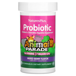 Thực phẩm chức năng NaturesPlus Probiotic Children's Chewable Digestive Supplement Mixed Berry 30 Chewables 097467299443