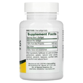 Thành phần vi chất của NaturesPlus Propolplus Propolis withBee Pollen 60 Softgels 097467037878