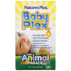 Thực phẩm chức năng NaturesPlus Source of Life Animal Parade Baby Plex Sugar Free Multivitamin Liquid Drops Natural Orange Flavor 2 fl oz (60 ml) 097467299887