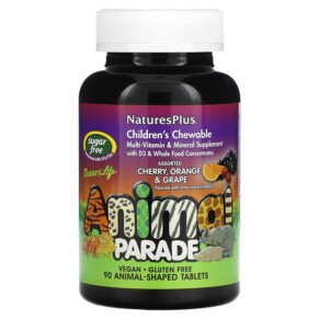 Thực phẩm chức năng NaturesPlus Source of Life Animal Parade Children's Chewable Multi-Vitamin & Mineral Supplement Sugar Free Assorted 90 Animal-Shaped Tablets 097467299184