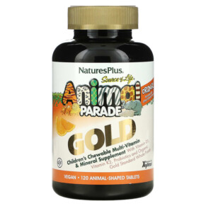 Thực phẩm chức năng NaturesPlus Source of Life Animal Parade Gold Children's Chewable Multi-Vitamin & Mineral Supplement Orange 120 Animal-Shaped Tablets 097467299368