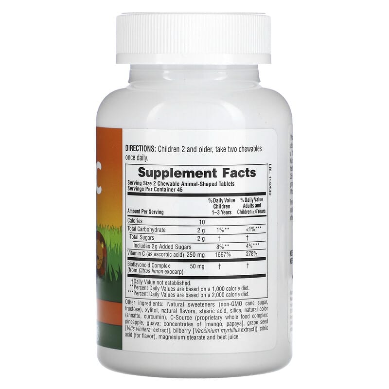 NaturesPlus Source of Life Animal Parade Vitamin C Orange Juice 90 Animal-Shaped Tablets 2 Thành phần vi chất của NaturesPlus Source of Life Animal Parade Vitamin C Orange Juice 90 Animal-Shaped Tablets 097467299986