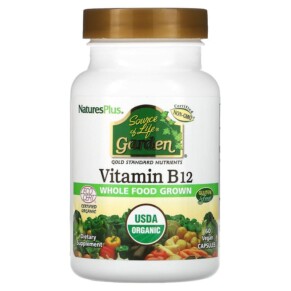 Thực phẩm chức năng NaturesPlus Source of Life Garden Certified Organic Vitamin B12 60 Vegan Capsules 097467307346
