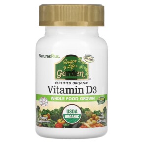Thực phẩm chức năng NaturesPlus Source of Life Garden Organic Vitamin D3 60 Vegan Capsules 097467307353