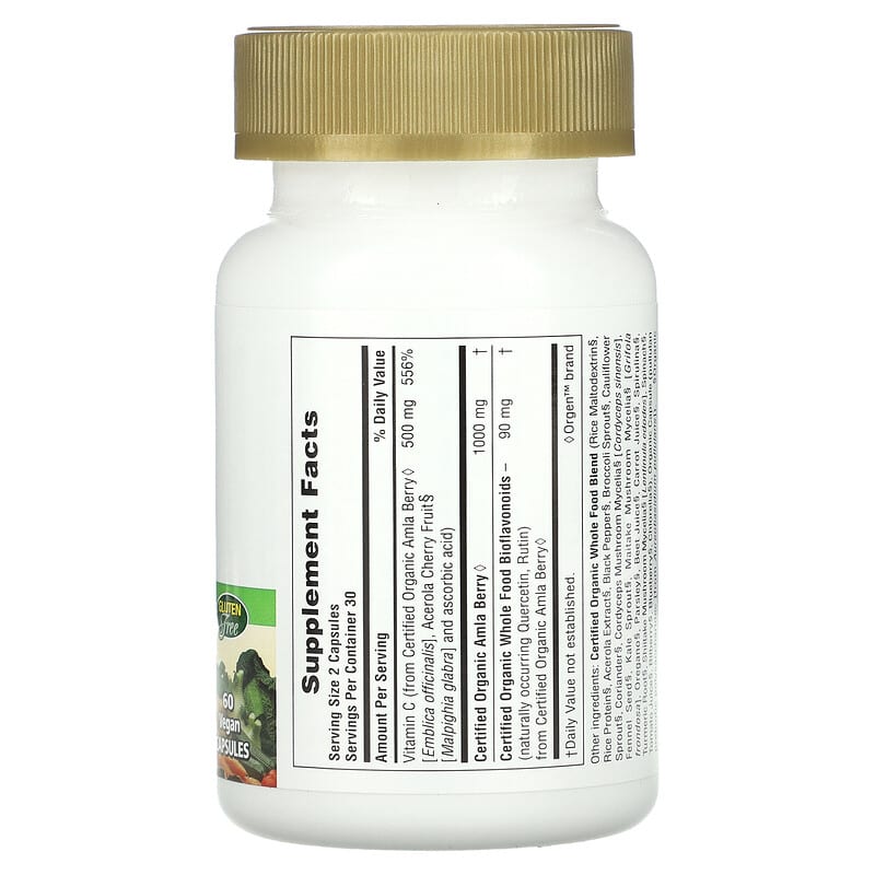NaturesPlus Source of Life Garden Vitamin C 60 Vegan Capsules 2 Thành phần vi chất của NaturesPlus Source of Life Garden Vitamin C 60 Vegan Capsules 097467307339