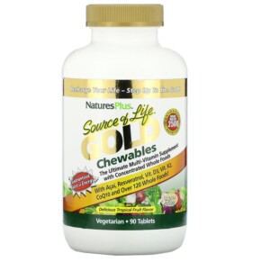 Thực phẩm chức năng NaturesPlus Source of Life Gold Chewables Delicious Tropical Fruit Flavor 90 Tablets 097467307193