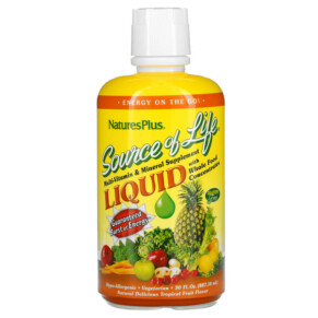Thực phẩm chức năng NaturesPlus Source of Life Liquid Multi-Vitamin & Mineral Supplement with Whole Food Concentrates Tropical Fruit 30 fl oz (887.10 ml) 097467306011