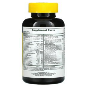 Thành phần vi chất của NaturesPlus Source of Life Men Multi-Vitamin and Mineral Supplement with Whole Food Concentrates Iron-Free 120 Tablets 097467309302