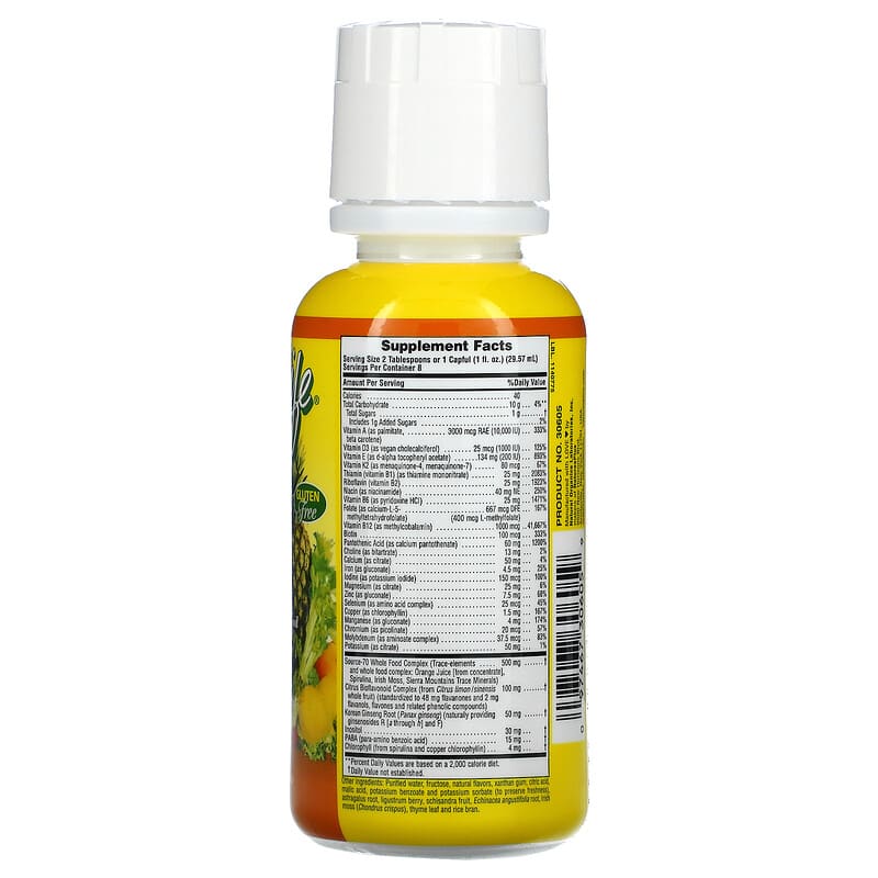 NaturesPlus Source Of Life Multi-Vitamin & Mineral Supplement Liquid Tropical Fruit 8 fl oz (236.56 ml) 2 Thành phần vi chất của NaturesPlus Source Of Life Multi-Vitamin & Mineral Supplement Liquid Tropical Fruit 8 fl oz (236.56 ml) 097467306059