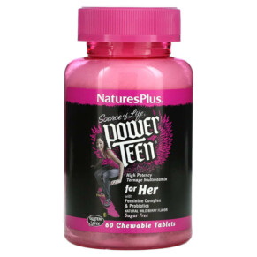 Thực phẩm chức năng NaturesPlus Source of Life Power Teen For Her Sugar Free Natural Wild Berry 60 Chewable Tablets 097467300040