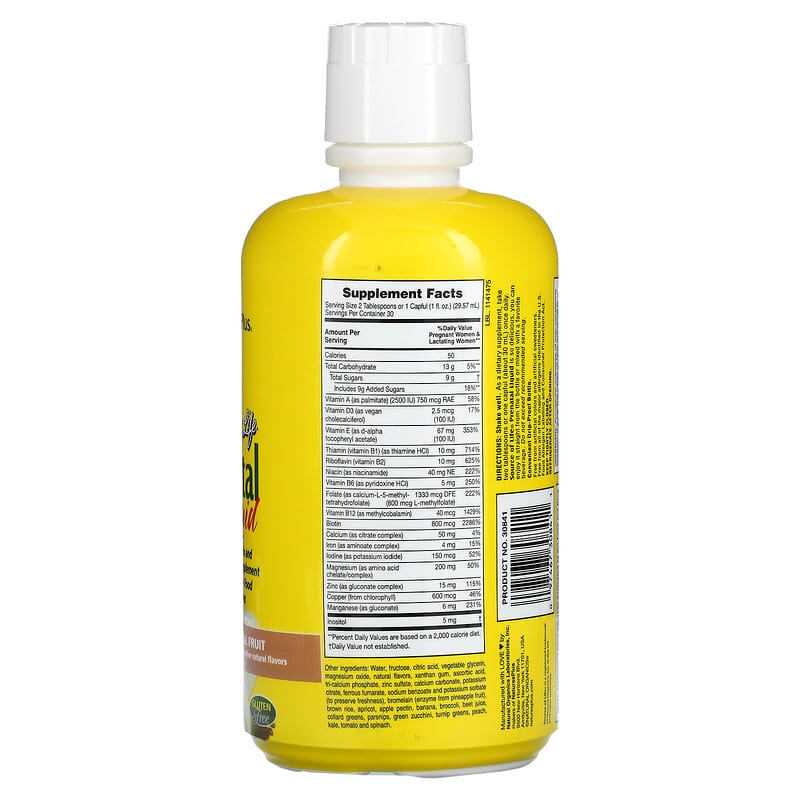 NaturesPlus Source of Life Prenatal Liquid Tropical Fruit 30 fl oz (887.10 ml) 2 Thành phần vi chất của NaturesPlus Source of Life Prenatal Liquid Tropical Fruit 30 fl oz (887.10 ml) 097467308411
