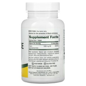 Thành phần vi chất của NaturesPlus Sustained Release Niacinamide 1000 mg 90 Tablets 097467019300