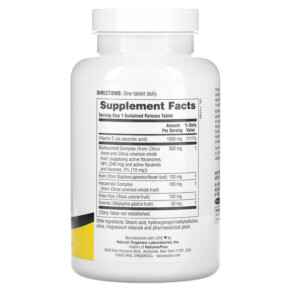 Thành phần vi chất của NaturesPlus Sustained Release Super C Complex 180 Tablets 097467024816