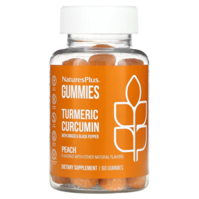 Thực phẩm chức năng NaturesPlus Turmeric Curcumin With Ginger & Black Pepper Peach 60 Gummies 097467046948