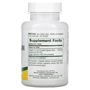 Thành phần vi chất của NaturesPlus Ultra Bromelain 1500 mg 60 Tablets 097467044067