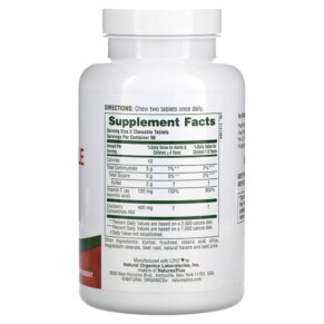 Thành phần vi chất của NaturesPlus Ultra Chewable Cranberry 180 Heart-Shaped Chewables 097467039575