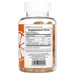 Thành phần vi chất của NaturesPlus Vitamin C Gummies Orange 125 mg 75 Gummies 097467022041