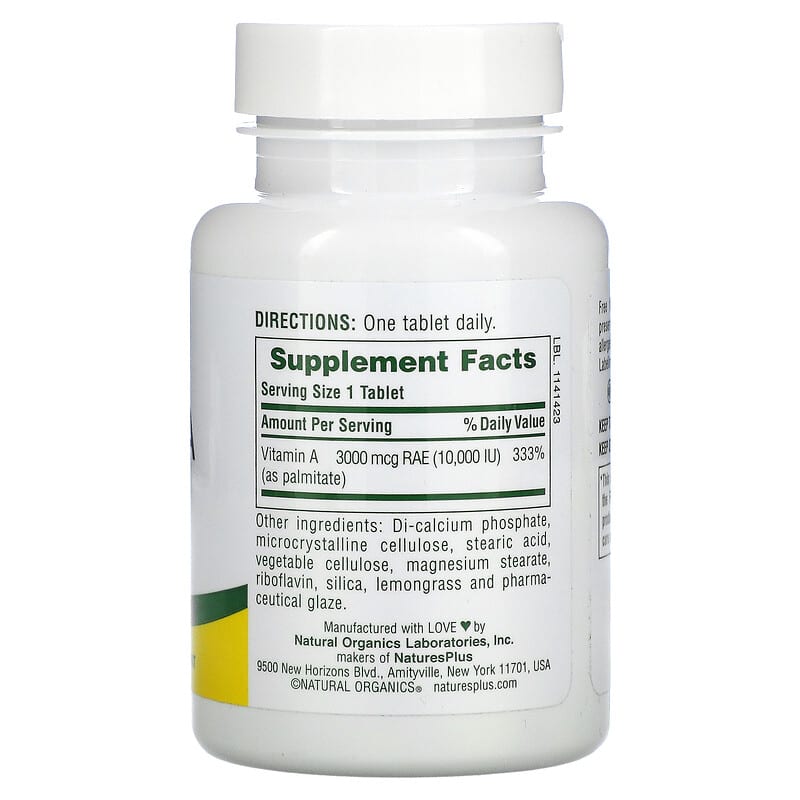 NaturesPlus Water-Dispersible Vitamin A 10.000 IU (3.000 mcg) 90 Tablets 2 Thành phần vi chất của NaturesPlus Water-Dispersible Vitamin A 10.000 IU (3.000 mcg) 90 Tablets 097467009813