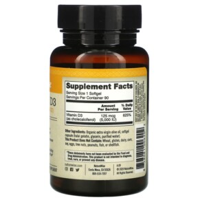 Thành phần vi chất của NatureWise Vitamin D3 125 mcg (5.000 IU) 90 Softgels 858081006202