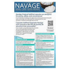 Thành phần vi chất của Navage Nasal Care Saline Nasal Irrigation Saltpod Original 30 Saline Concentrate Capsules 858492004019