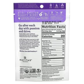 Thành phần vi chất của Navitas Organics Organic Acai Powder 4 oz (113 g) 858847000291