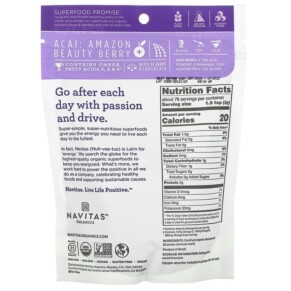 Thành phần vi chất của Navitas Organics Organic Acai Powder 8 oz (227 g) 858847000376