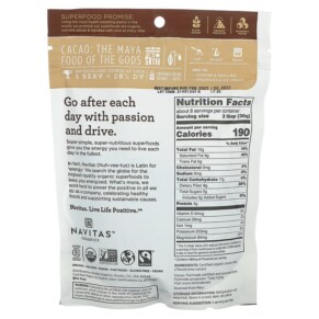 Thành phần vi chất của Navitas Organics Organic Cacao Nibs 8 oz (227 g) 858847000680