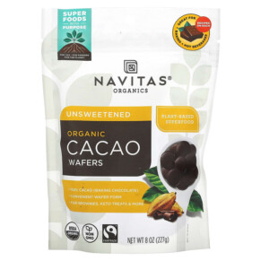 Thực phẩm chức năng Navitas Organics Organic Cacao Wafers Unsweetened 8 oz (227 g) 811961022587