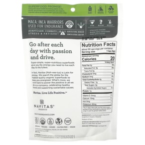 Thành phần vi chất của Navitas Organics Organic Maca Powder 16 oz (454 g) 858847000512